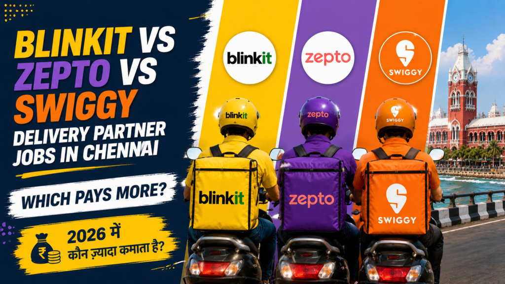 Blinkit vs Zepto vs Swiggy Delivery Partner Jobs in Chennai: Kaun Zyada Kamata Hai? (2026)