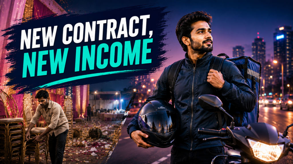 Festive Contract Worker Delivery Job Guide: कॉन्ट्रैक्ट खत्म होते ही फिर से कमाना शुरू करें (2026)