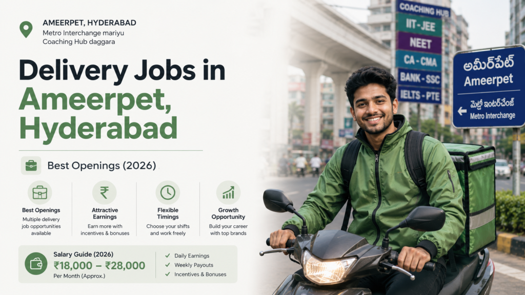Delivery Jobs in Ameerpet, Hyderabad: Metro Interchange mariyu Coaching Hub daggara Best Openings (2026)