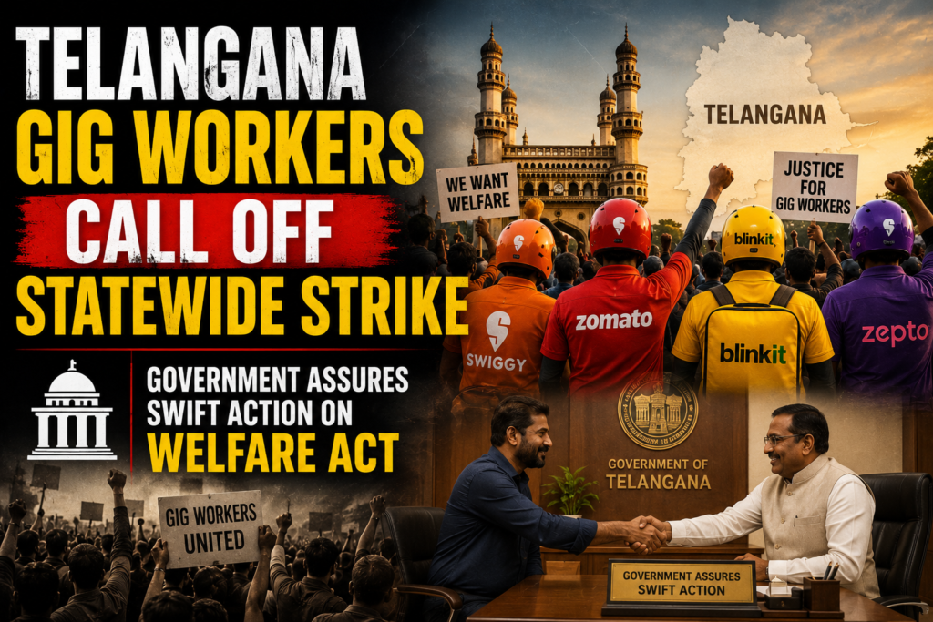 Telangana Gig Workers Call Off Statewide Strike: Government Assures Swift Action on Welfare Act