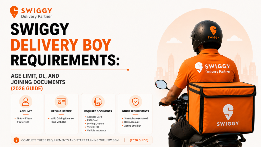 Swiggy Delivery Boy Requirements