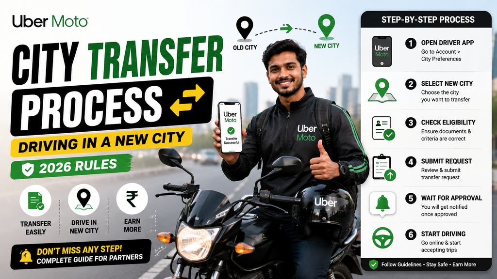 Uber Moto City Transfer Process