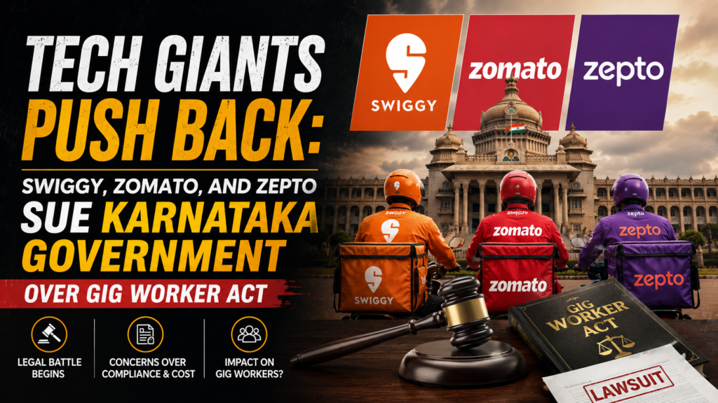 Tech Giants Push Back: Swiggy, Zomato, and Zepto Sue Karnataka Government Over Gig Worker Act