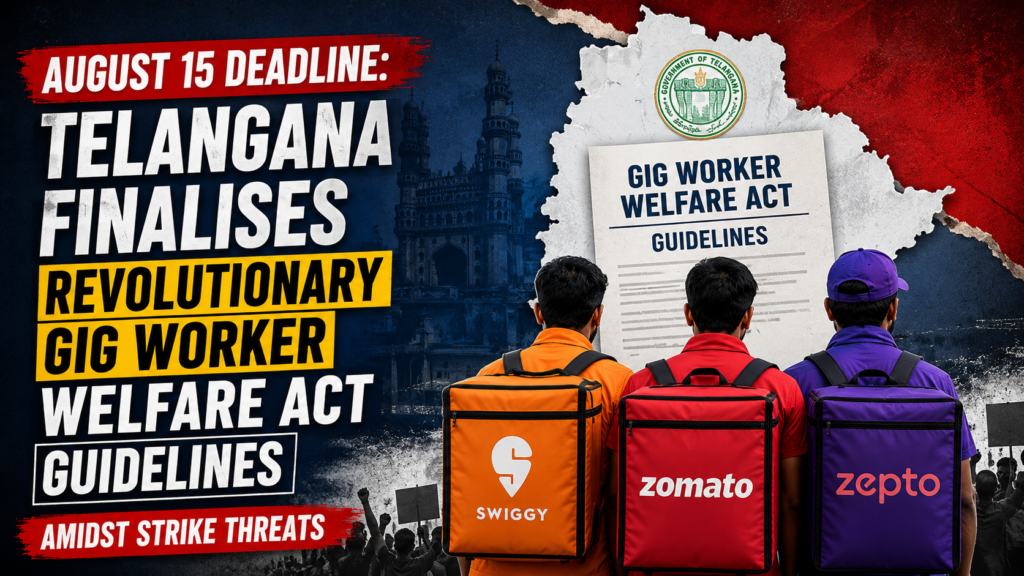 August 15 Deadline: Telangana Finalises Revolutionary Gig Worker Welfare Act Guidelines Amidst Strike Threats