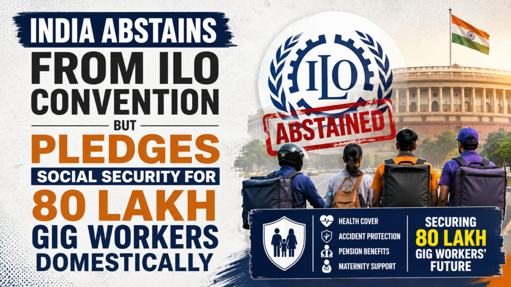 India Abstains from ILO Convention but Pledges Social Security for 80 Lakh Gig Workers Domestically