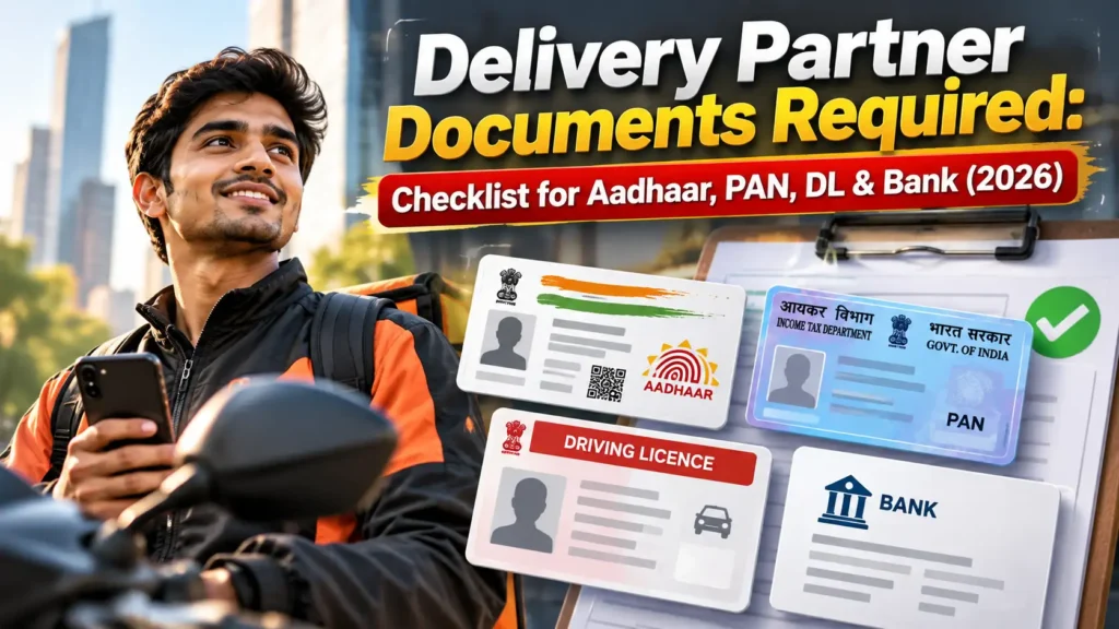 delivery partner documents required, Aadhaar, PAN, DL, RC, bank account, delivery onboarding documents